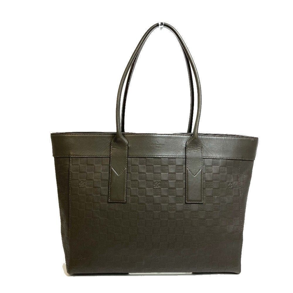 Cover Voyage Damier Infini Leather Basalt Gray Brown Tote Bag Shoulder Bag